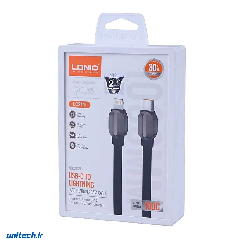 کابل تایپ سی به لایتنینگ فست شارژ 30 وات الدینیو LC211I طول 1 متر (2)